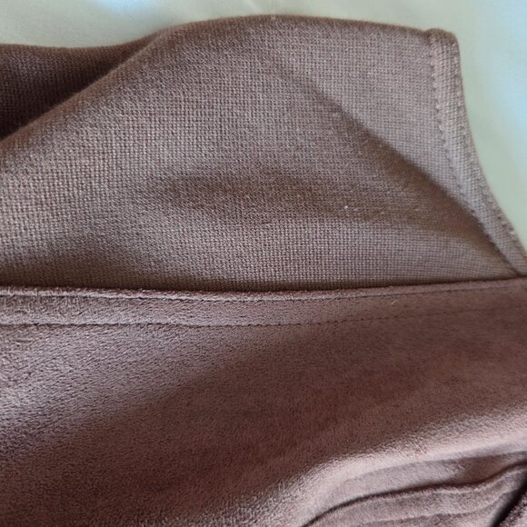 BCBG MaxAzria sleeeveless brown faux suede dress zippered with pockets. Size L - Picture 6 of 6